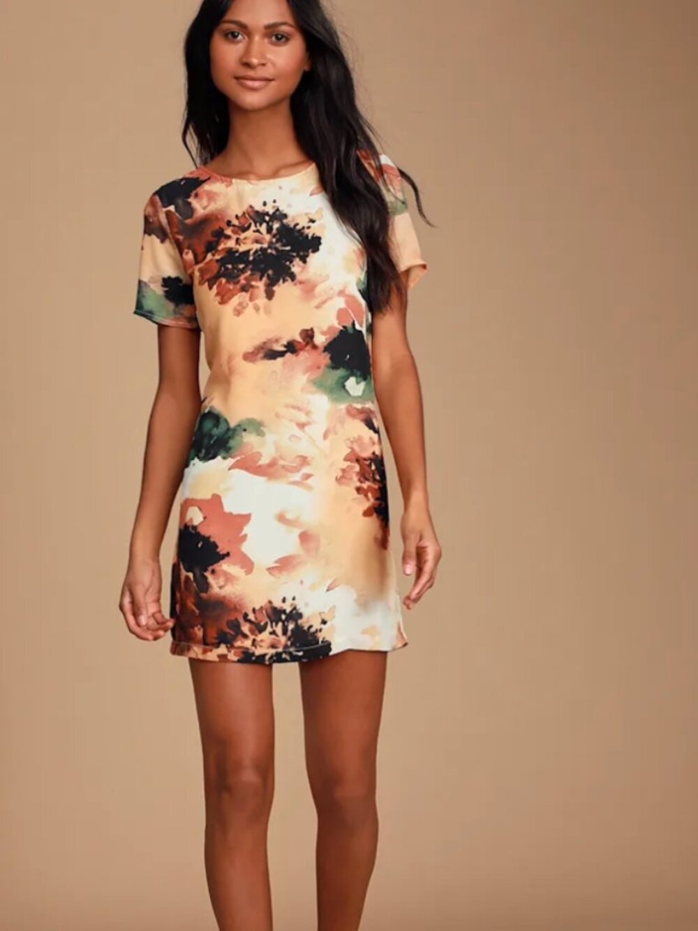 Lulus watercolor floral dress (med)